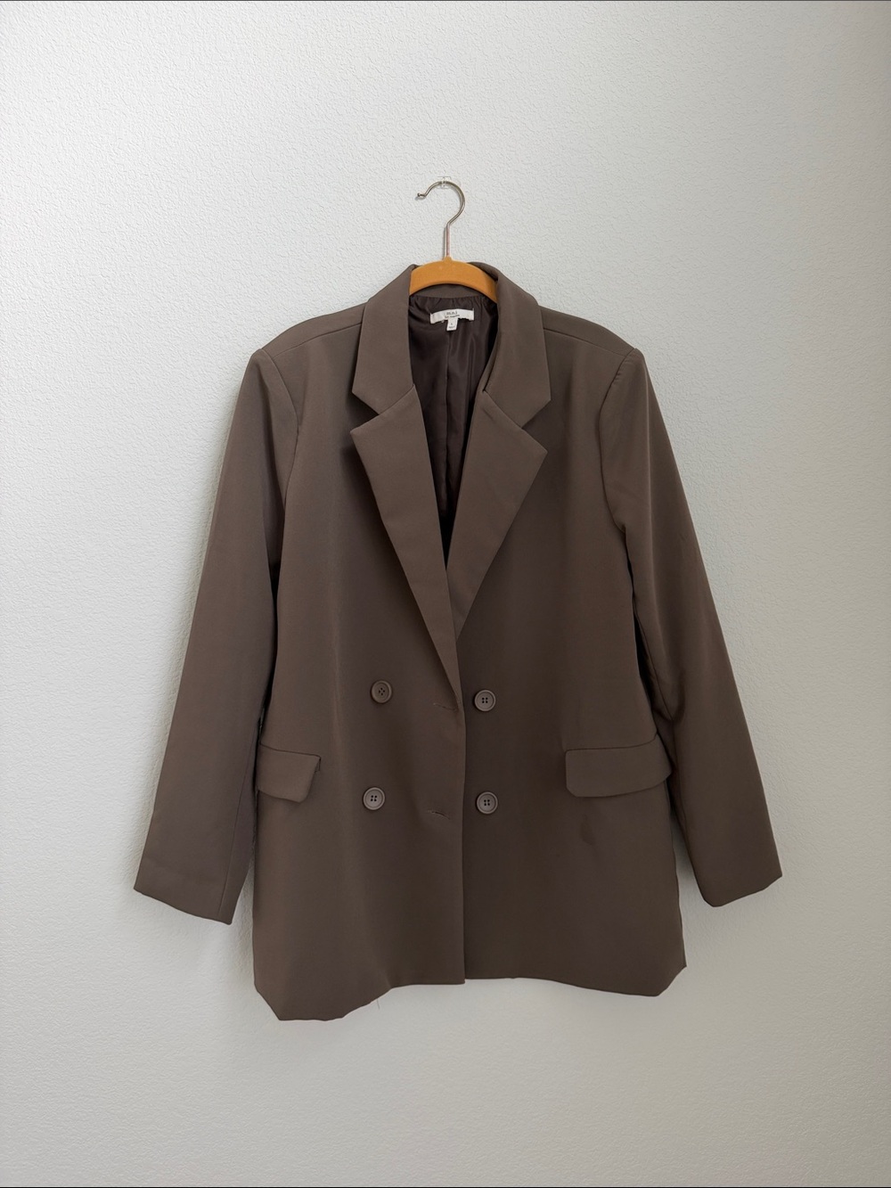 Classic Double-Breasted Women's Blazer Jacket - Brown